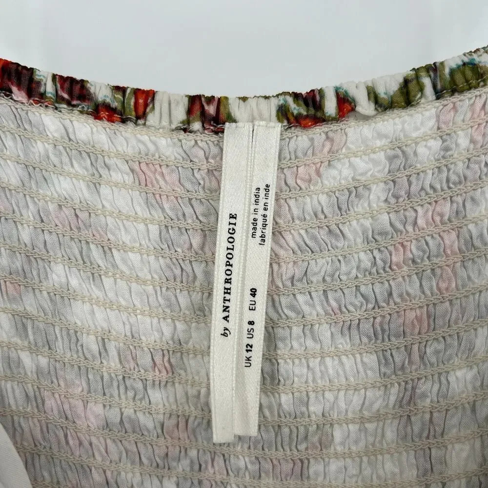 Anthropologie Dress Womens 8 Floral Maxi Rainbow Boho Virginia Peasant Romantic - Picture 7 of 11